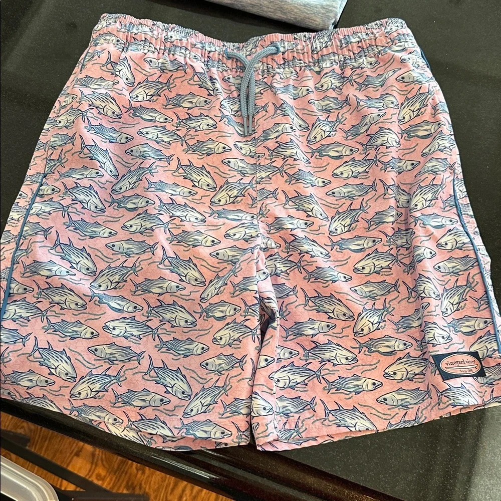 Vineyard Vines Pink and Blue Fish Pattern Shorts